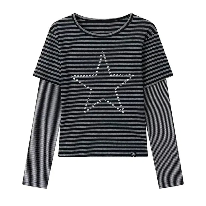[BUNJANG] Y2K Striped Long Sleeve T-shirt / 줄무늬티셔츠 빅 스타 y2k 와투케 긴팔티 맨투맨 스트라이프 티셔츠 갸루