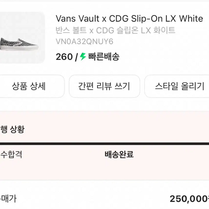 [SOLD OUT] 반스 꼼데가르송 슬립온 CDG 260