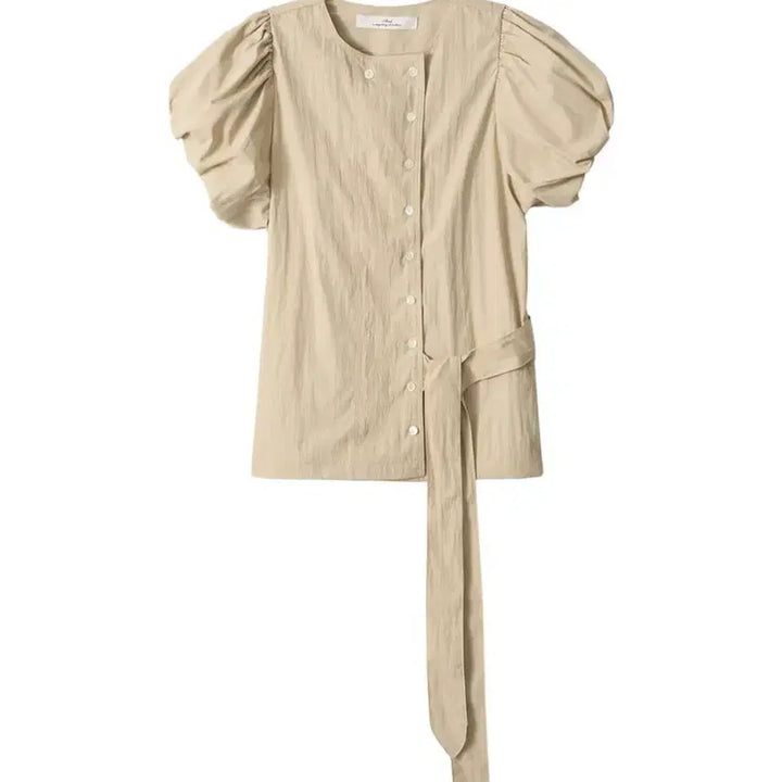 [BUNJANG] Mystery Direction Puff Blouse (Light Beige) / 미스테리 디렉션 퍼프 블라우스(연베이지)