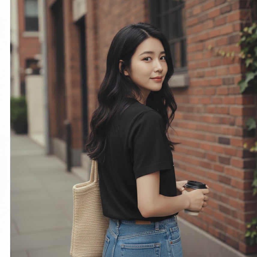 [BUNJANG] Marithe Marie W Classic Logo T-shirt Black (Women&