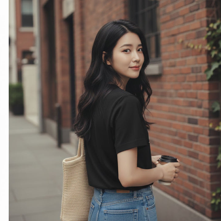 [BUNJANG] Marithe Marie W Classic Logo T-shirt Black (Women&