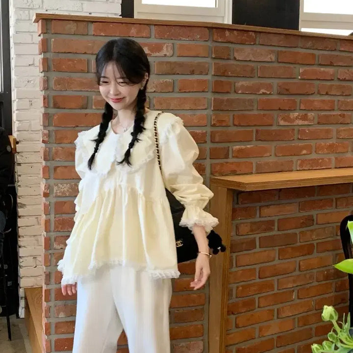 [BUNJANG] Byssiny PangPang Blouse Pale Yellow / [새상품] 바이씨니 제작 팡팡 블라우스 연노랑