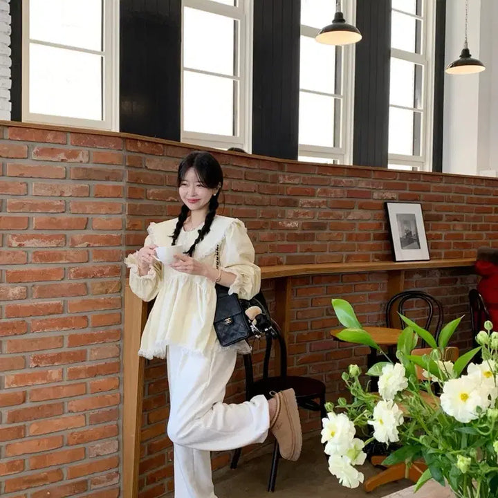 [BUNJANG] Byssiny PangPang Blouse Pale Yellow / [새상품] 바이씨니 제작 팡팡 블라우스 연노랑