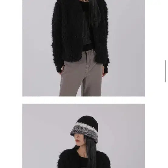 [BUNJANG] Black Fur Cardigan / 퍼 가디건