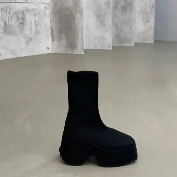 [BUNJANG] Knit Wedge Sock Ankle Boots (10.5cm Heel) / [새상품] 니트 통굽 삭스 앵클부츠 10.5cm 230mm