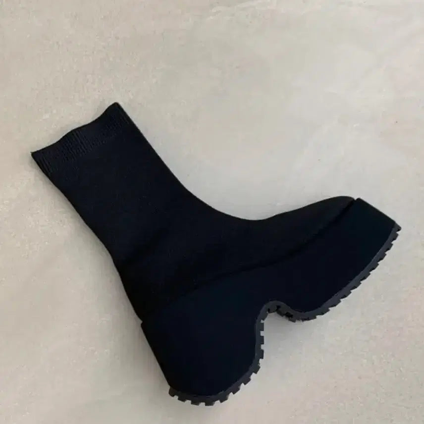 [BUNJANG] Knit Wedge Sock Ankle Boots (10.5cm Heel) / [새상품] 니트 통굽 삭스 앵클부츠 10.5cm 230mm