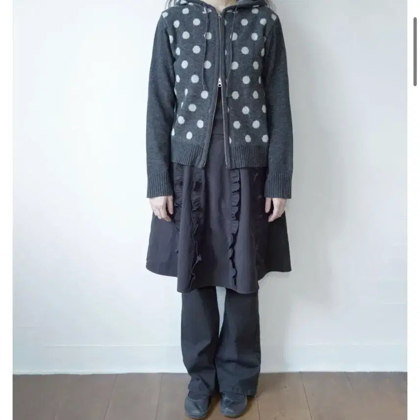 [BUNJANG] Fiebre Dot Wool Zip-up Cardigan / fiebre 피에브레 도트 울 집업 가디건 made