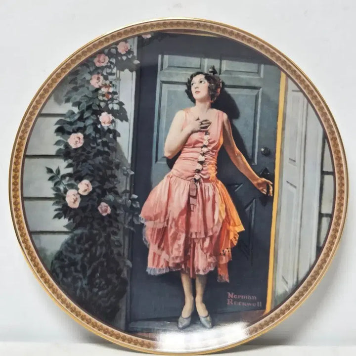 [BUNJANG] Vintage American Plate Rose and Lady / 빈티지 미국 접시 장미와 여인