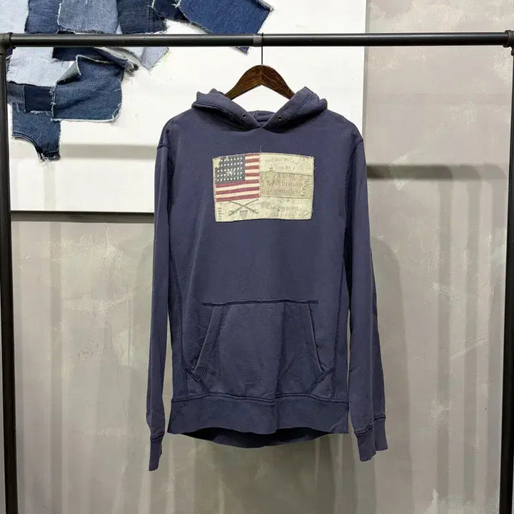 [BUNJANG] Polo Jeans Vintage American Flag Patch Hoodie / (105) 폴로진스 빈티지 성조기 패치 후드티