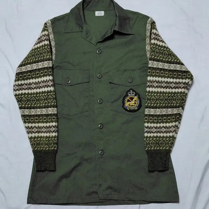 [BUNJANG] Remake OG-507 Utility Shirt with Fair Isle Knit Sleeves / [Remake] 80&