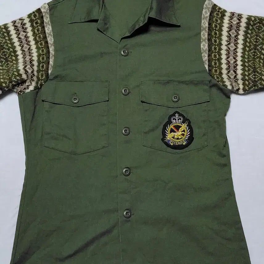 [BUNJANG] Remake OG-507 Utility Shirt with Fair Isle Knit Sleeves / [Remake] 80&