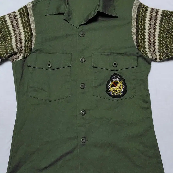 [BUNJANG] Remake OG-507 Utility Shirt with Fair Isle Knit Sleeves / [Remake] 80&