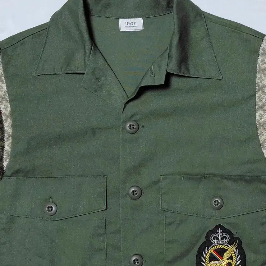 [BUNJANG] Remake OG-507 Utility Shirt with Fair Isle Knit Sleeves / [Remake] 80&