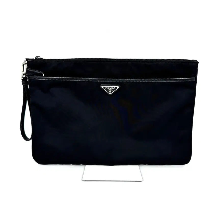 [BUNJANG] Prada Saffiano Tessuto Nylon Strap Clutch Bag 2VN012 / 프라다 삼각로고 사피아노 테수토 나일론 스트랩 클러치 2VN012