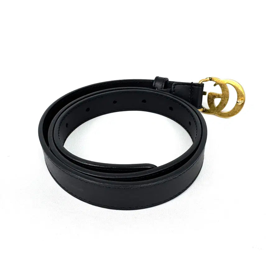 [BUNJANG] Gucci GG Marmont Double G Black Gold Hardware Women&