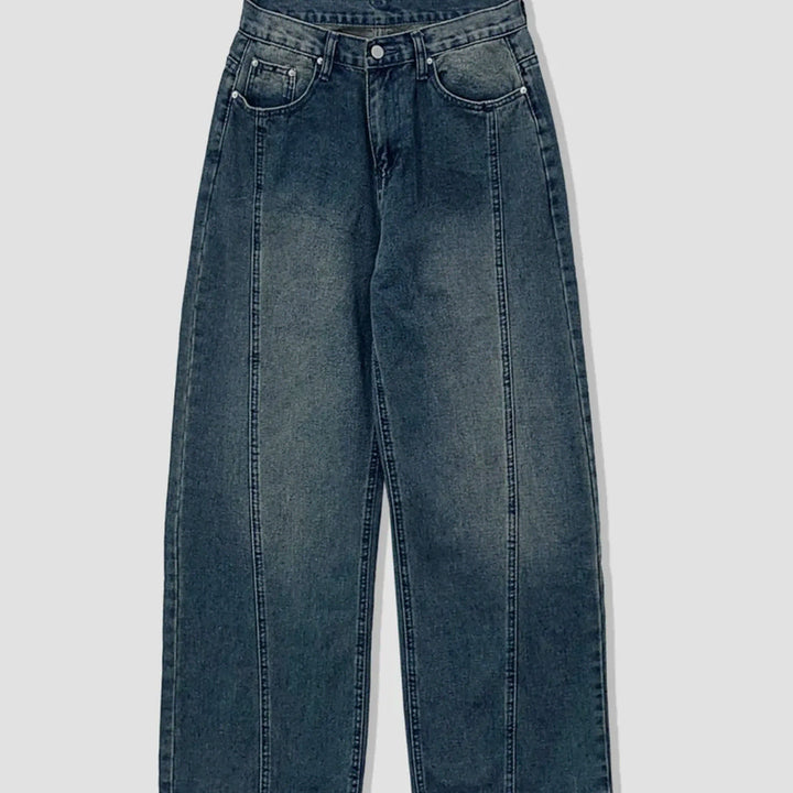 [BUNJANG] Chicks Color Block Wide Denim Pants (Medium Wash) / 새) 칙스 절개 와이드 데님 팬츠 중청 S, M 미개봉 새상품