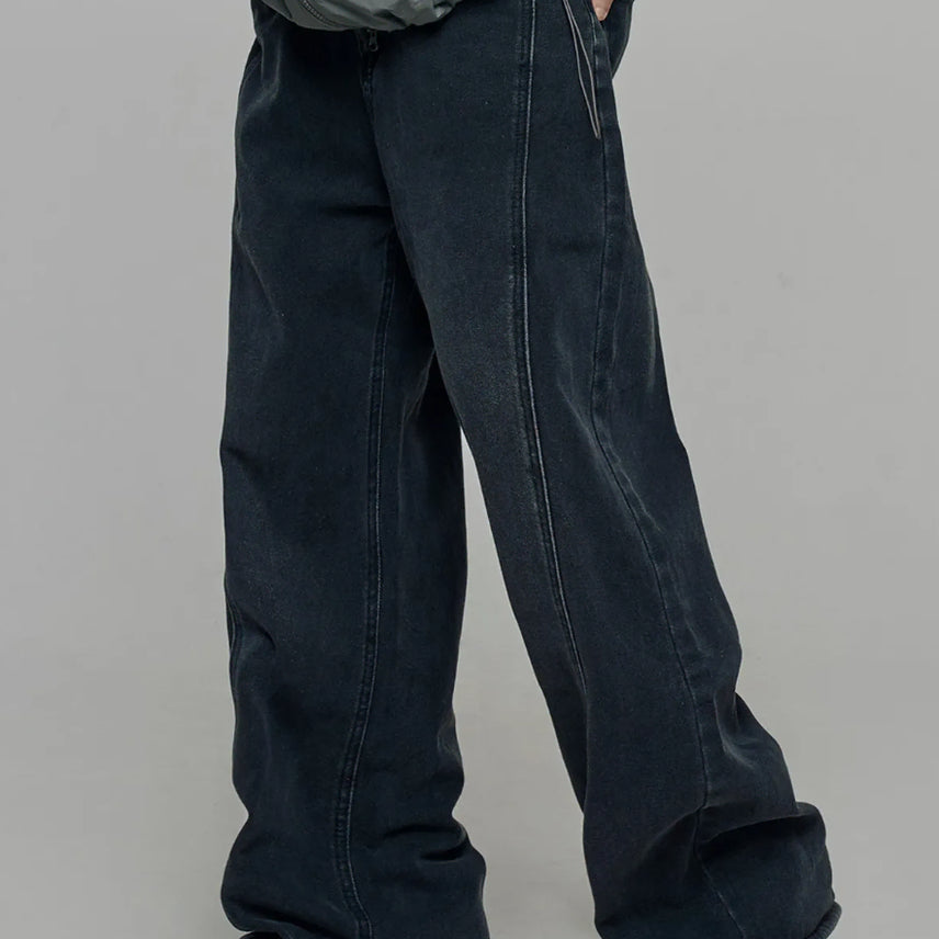 [BUNJANG] Chicks Wide Leg Denim Pants Black Blue M / 새) 칙스 절개 와이드 데님 팬츠 흑청 M 미개봉 새상품