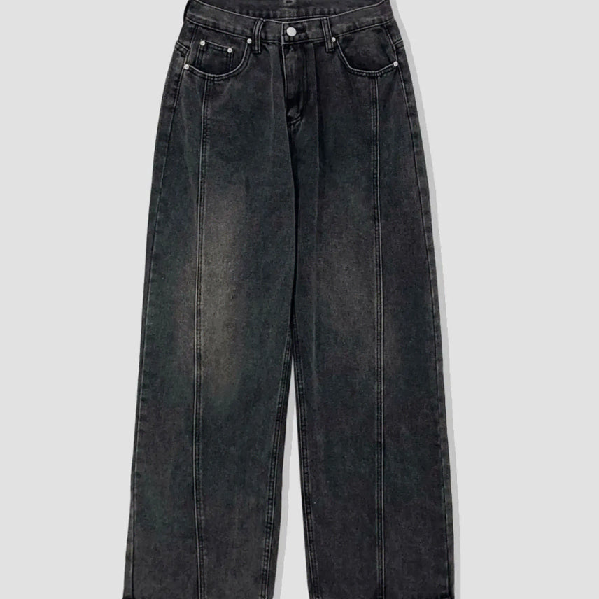 [BUNJANG] Chicks Wide Leg Denim Pants Black Blue M / 새) 칙스 절개 와이드 데님 팬츠 흑청 M 미개봉 새상품