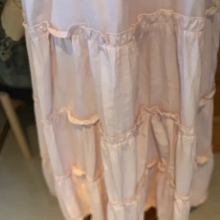 [BUNJANG] Cindy Pink Frill Long Dress / 핑크색 프릴 롱 원피스 리본 장식 신디