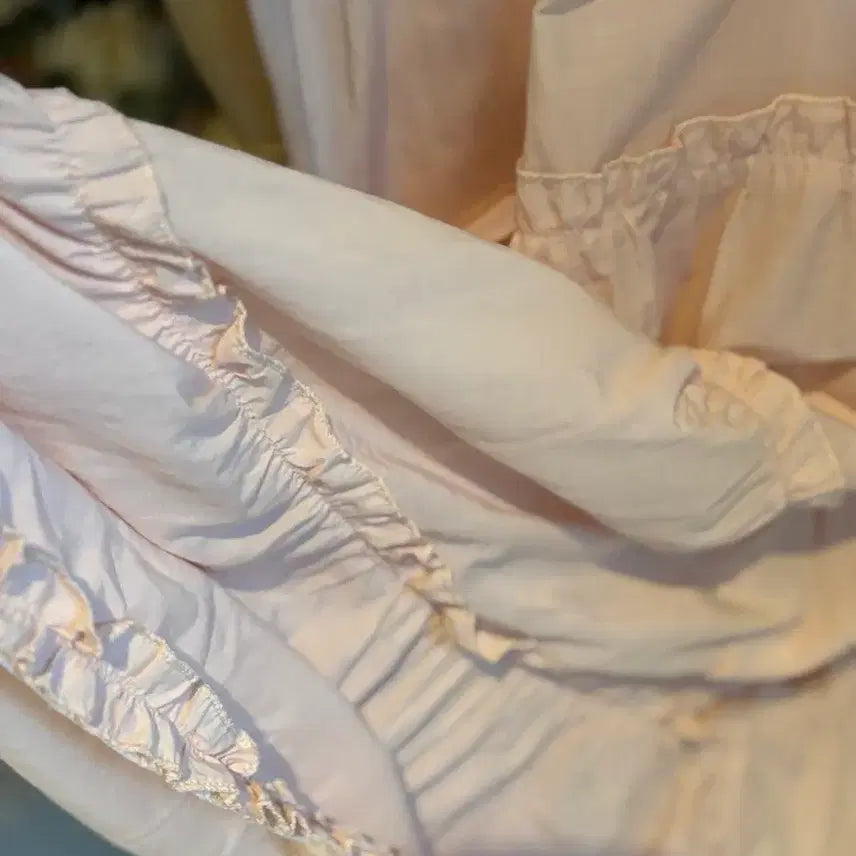 [BUNJANG] Cindy Pink Frill Long Dress / 핑크색 프릴 롱 원피스 리본 장식 신디