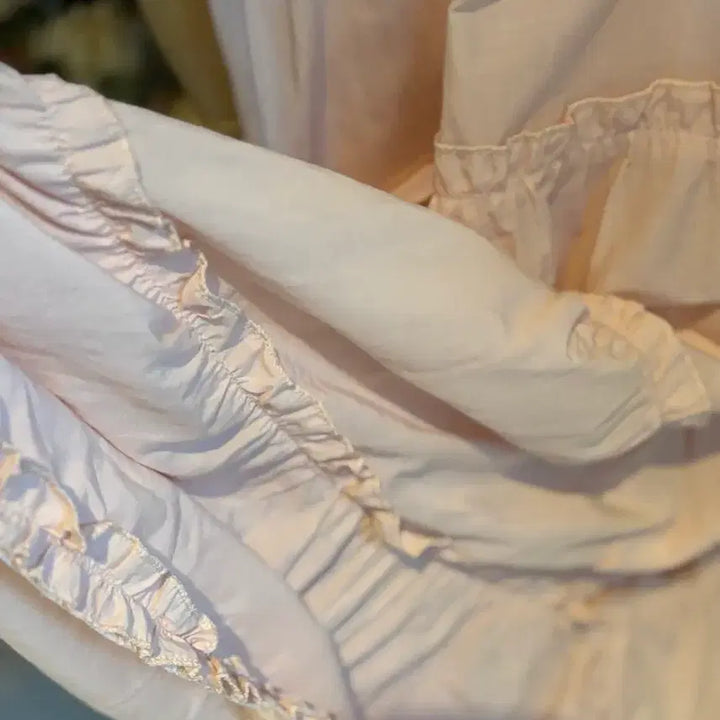 [BUNJANG] Cindy Pink Frill Long Dress / 핑크색 프릴 롱 원피스 리본 장식 신디