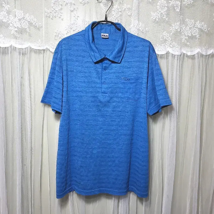 [BUNJANG] FILA Blue Short Sleeve Polo Shirt / 휠라 FILA 블루 반팔 폴로티 110 사이즈