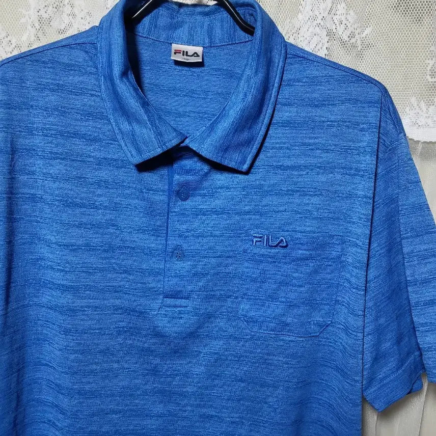[BUNJANG] FILA Blue Short Sleeve Polo Shirt / 휠라 FILA 블루 반팔 폴로티 110 사이즈