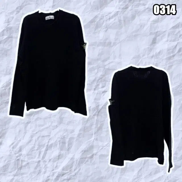 [BUNJANG] Stone Island Crew Neck Knit Sweatshirt / M 스톤아일랜드 블랙 색상 와펜 크루넥 니트 맨투맨
