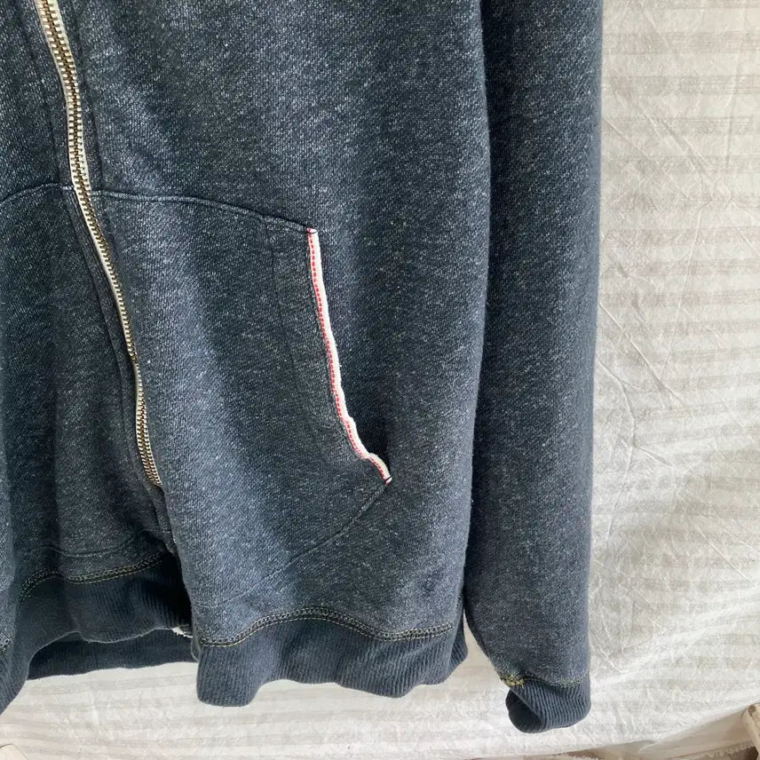 [BUNJANG] Vintage Noise Gray Stitch Hooded Zip-up Jacket / 빈티지 노이즈 그레이 스티치 후드 집업 976 y2k 스트릿 갸루 펑키