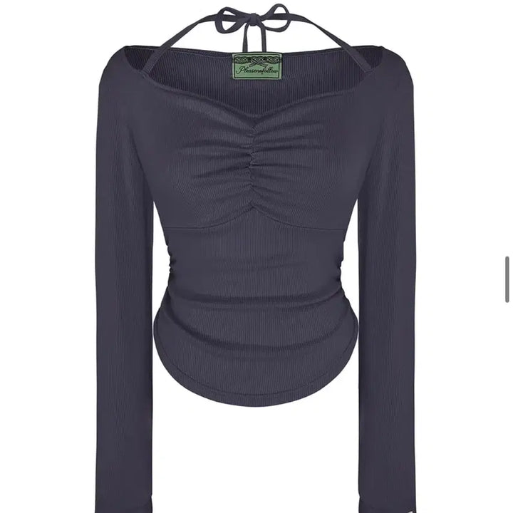 [BUNJANG] Pleasenofollow Giselle Top Charcoal / Pleasenofollow 플리즈노팔로우 지젤탑 쿨차콜