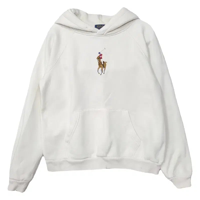 [BUNJANG] Polo Ralph Lauren Big Logo White Hoodie M / 폴로 랄프로렌 빅로고 화이트 후드티 M