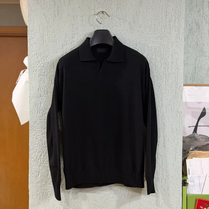 [BUNJANG] Time Homme 21SS Long Sleeve Black PK Shirt / 타임옴므 21ss 긴팔 블랙 PK 100사이즈