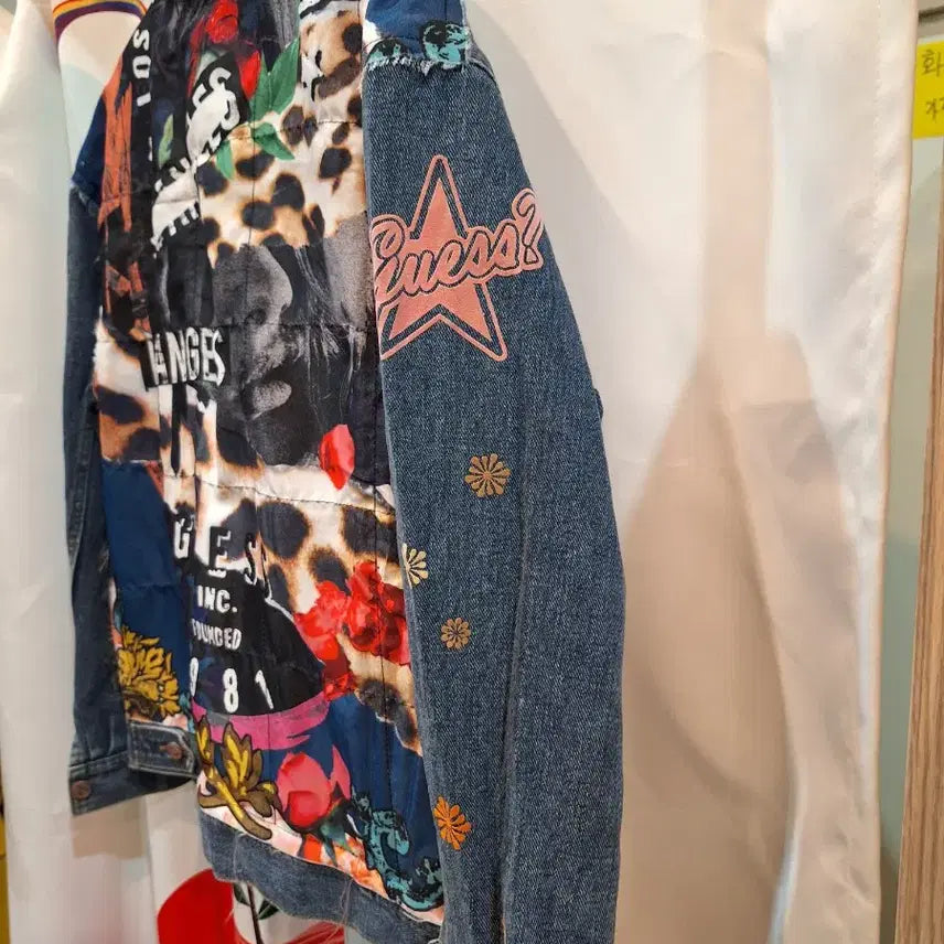 [BUNJANG] Guess Printed Oversized Denim Jacket / 게스 프린터 오버 데님자켓