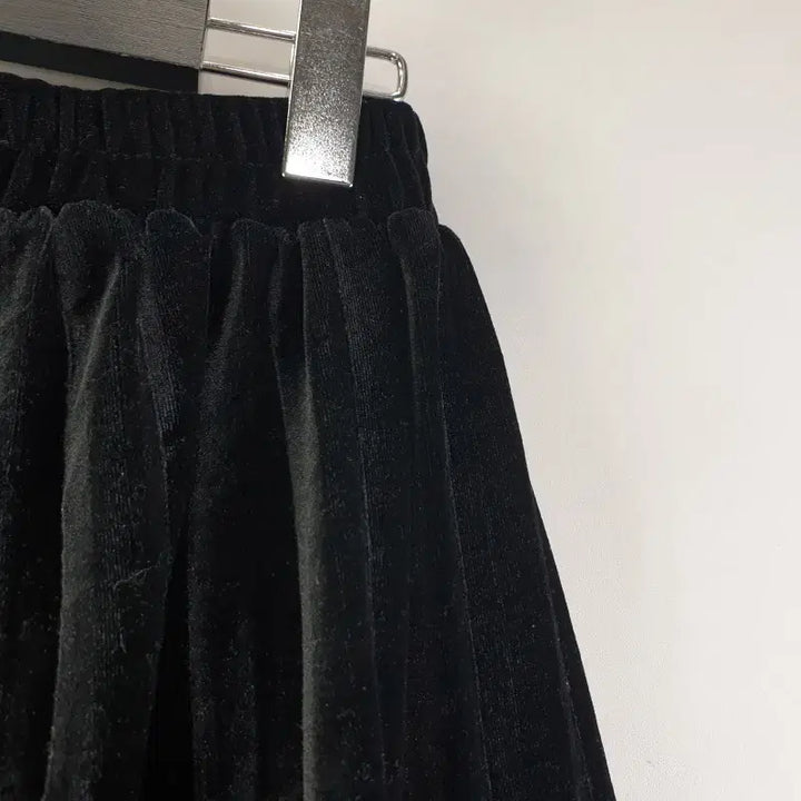 [BUNJANG] Black Velvet Flare Long Skirt / 여성FREE 블랙 벨뱃 플레어 롱스커트 M3487