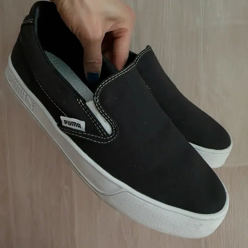 [BUNJANG] Puma Black Slip-on Sneakers 245 / 푸마 블랙 스니커즈 슬립온 245