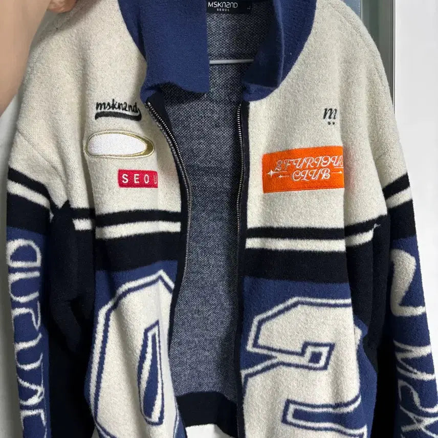 [SOLD OUT] 문수권세컨 레이싱 니트 집업 가디건 네이비