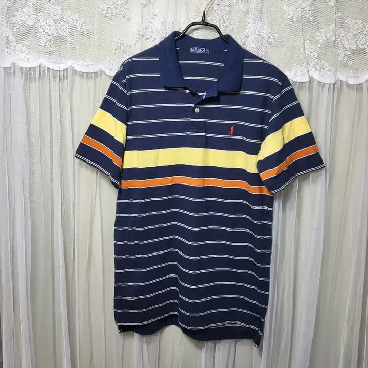 [BUNJANG] Polo Ralph Lauren Striped Polo Shirt / 폴로 스트라이프 카라티 네이비