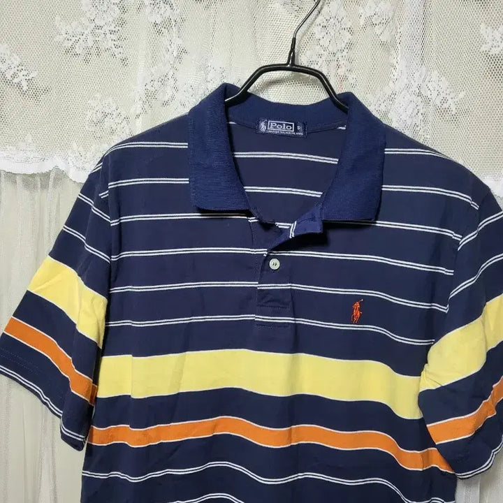 [BUNJANG] Polo Ralph Lauren Striped Polo Shirt / 폴로 스트라이프 카라티 네이비