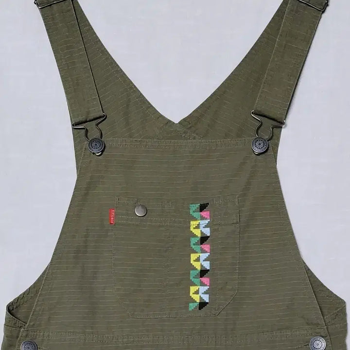 [BUNJANG] TITICACA Ethnic Embroidered Ripstop Overalls Dress / [FREE] TITICACA 에스닉 자수 립스탑 오버롤 원피스