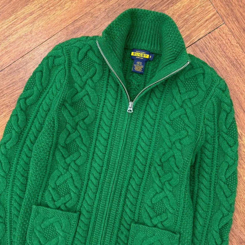 [BUNJANG] Polo Ralph Lauren Rugby Cable Two-Way Knit Zip-up / 여성용 S 폴로 랄프로렌 럭비 케이블 투웨이 니트 집업