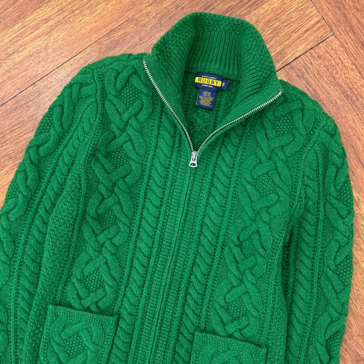 [BUNJANG] Polo Ralph Lauren Rugby Cable Two-Way Knit Zip-up / 여성용 S 폴로 랄프로렌 럭비 케이블 투웨이 니트 집업