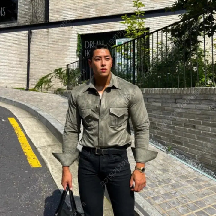 [BUNJANG] Volante Raffinato Suede Shirt - Size 1 / 볼란테 스웨이드 셔츠 자켓 1사이즈 카키 라피나토