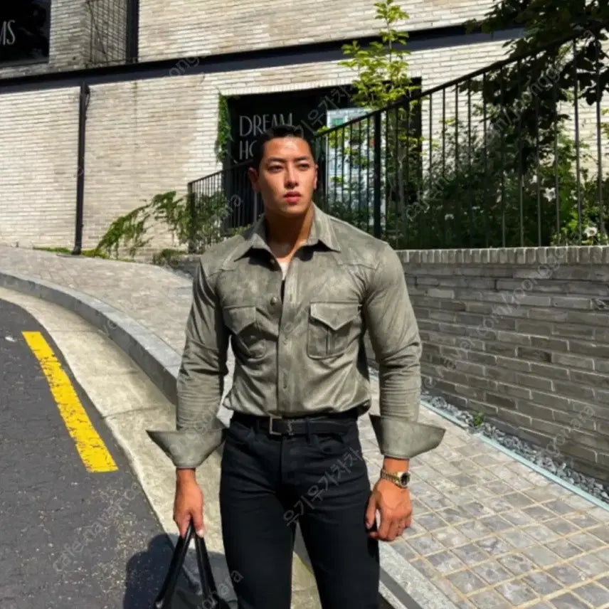 [BUNJANG] Volante Raffinato Suede Shirt - Size 1 / 볼란테 스웨이드 셔츠 자켓 1사이즈 카키 라피나토