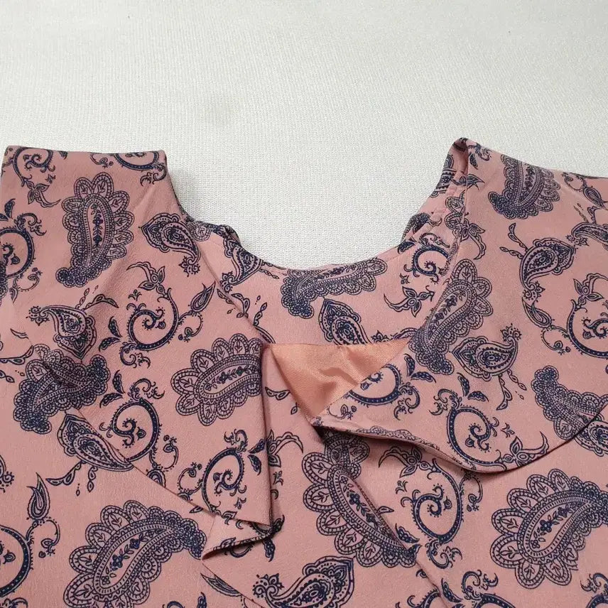 [BUNJANG] AAV Paisley Pink Long Dress / AAV 페이즐리 핑크 롱 원피스 프릴 카라 S 여성85