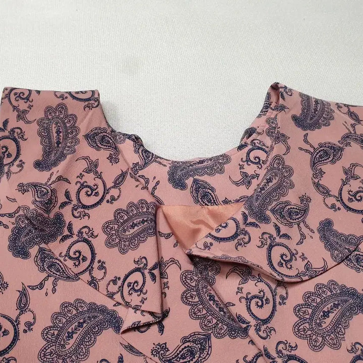 [BUNJANG] AAV Paisley Pink Long Dress / AAV 페이즐리 핑크 롱 원피스 프릴 카라 S 여성85