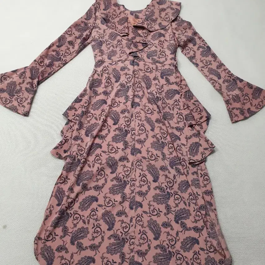 [BUNJANG] AAV Paisley Pink Long Dress / AAV 페이즐리 핑크 롱 원피스 프릴 카라 S 여성85