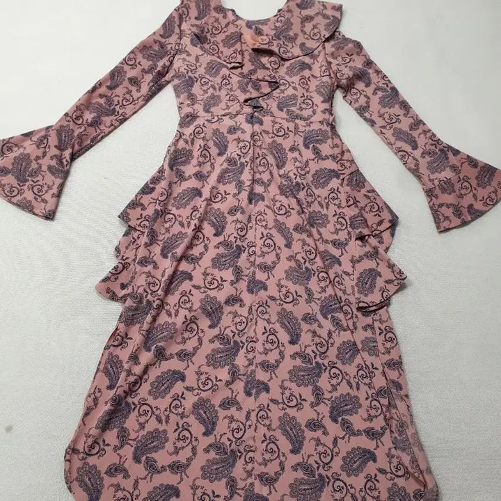 [BUNJANG] AAV Paisley Pink Long Dress / AAV 페이즐리 핑크 롱 원피스 프릴 카라 S 여성85