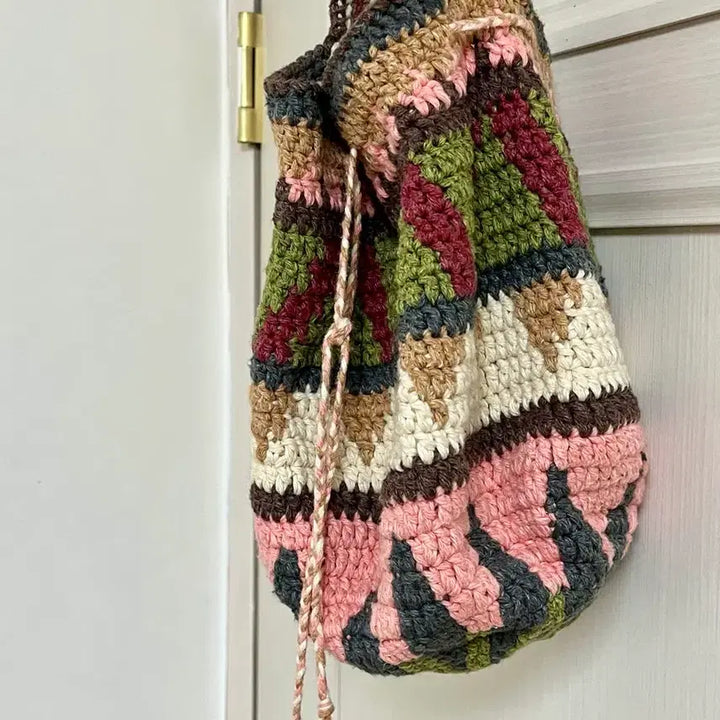 [BUNJANG] Handmade Wool 100% Crochet Crossbody Bag / 울100 핸드메이드 모칠라백 크로스백 복조리 가방
