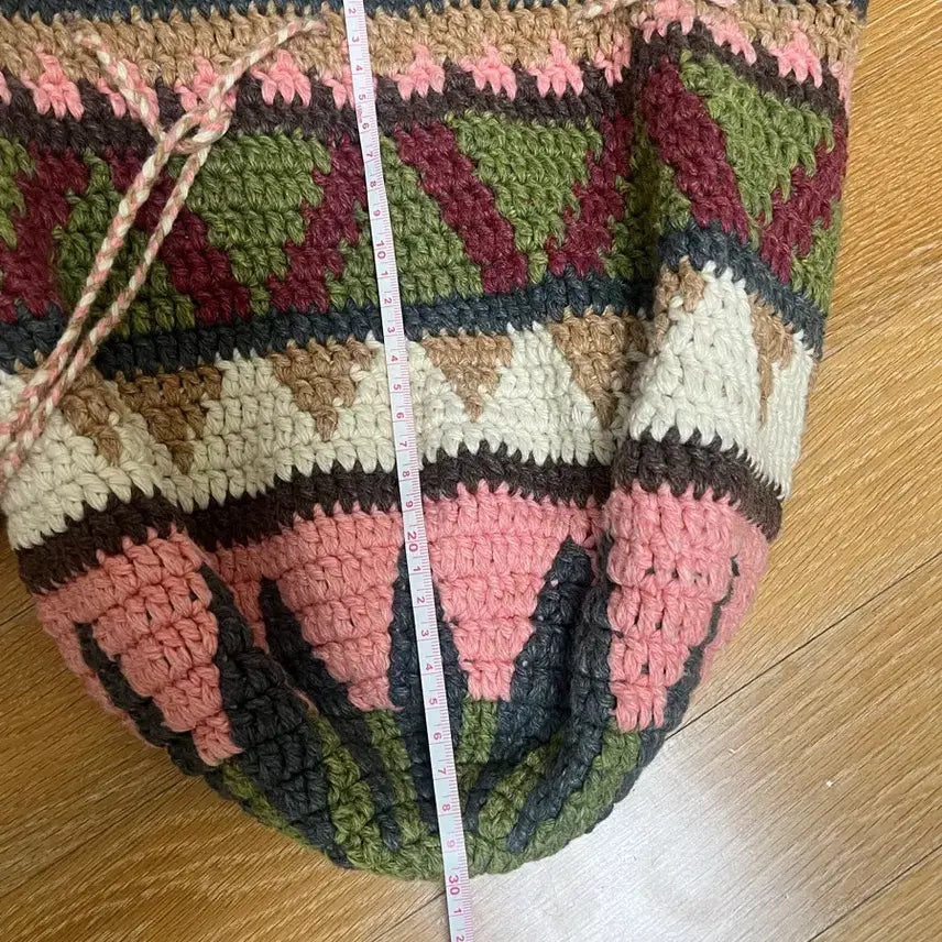 [BUNJANG] Handmade Wool 100% Crochet Crossbody Bag / 울100 핸드메이드 모칠라백 크로스백 복조리 가방