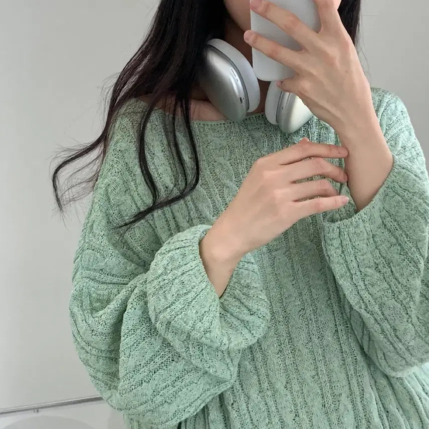 [BUNJANG] Oversized Mesh Knit Top / 빅사이즈 그물니트